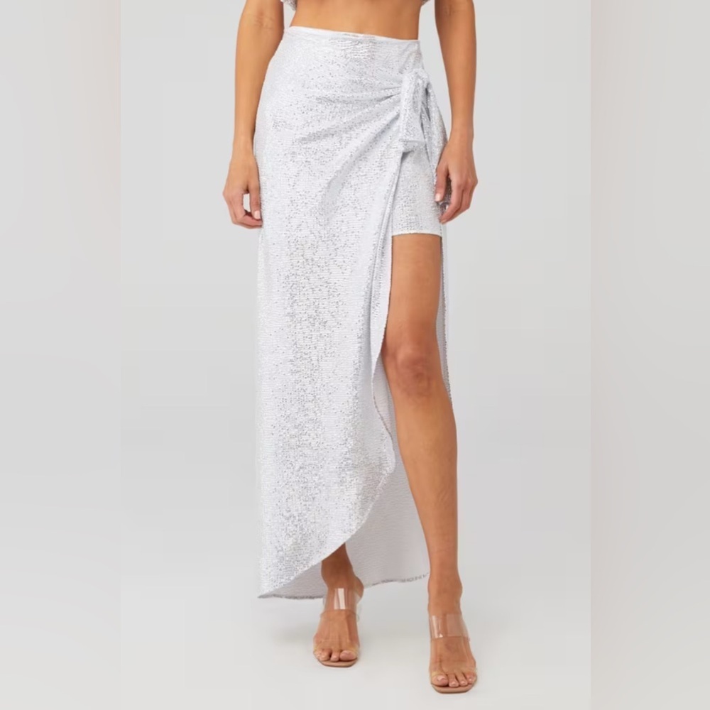 Show Me Your Mumu Women’s Wrap Me Up Skirt White Confetti Size M NWT